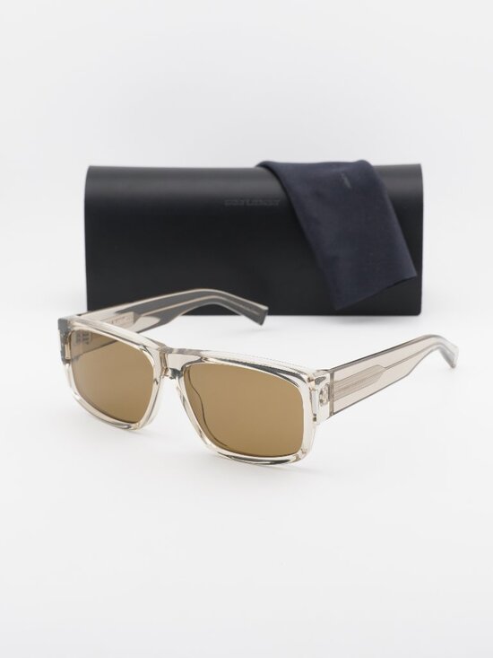 Saint Laurent SL689 005 Rectangle Sunglasses - Shiny Beige/Brown main image 8